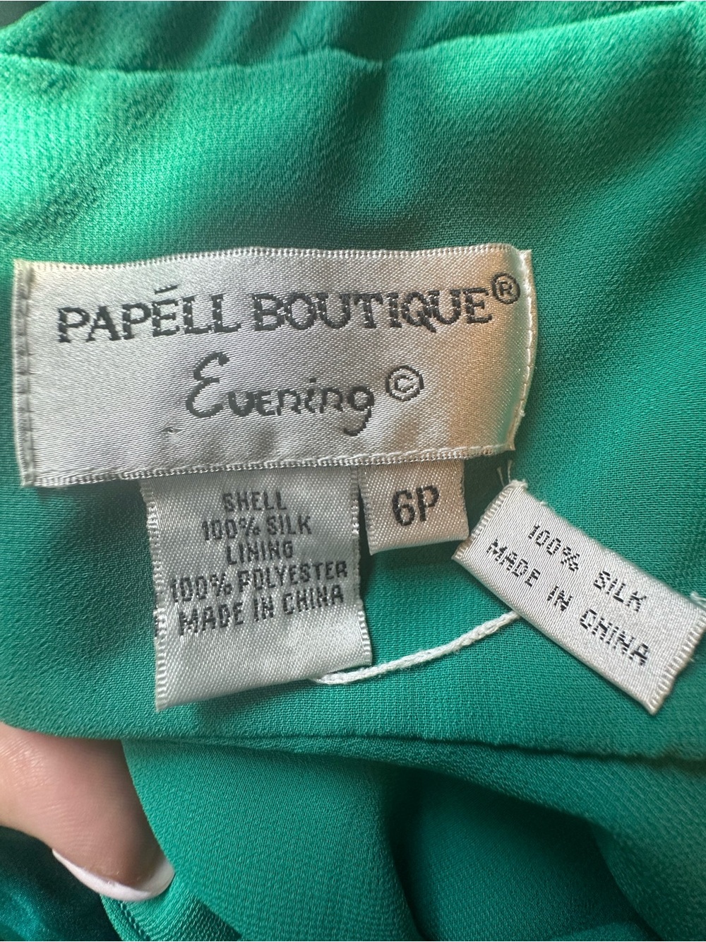 Vintage Y2K-era Papell Boutique teal 100% silk halter midi dress 6P Autumn - Picture 13 of 16